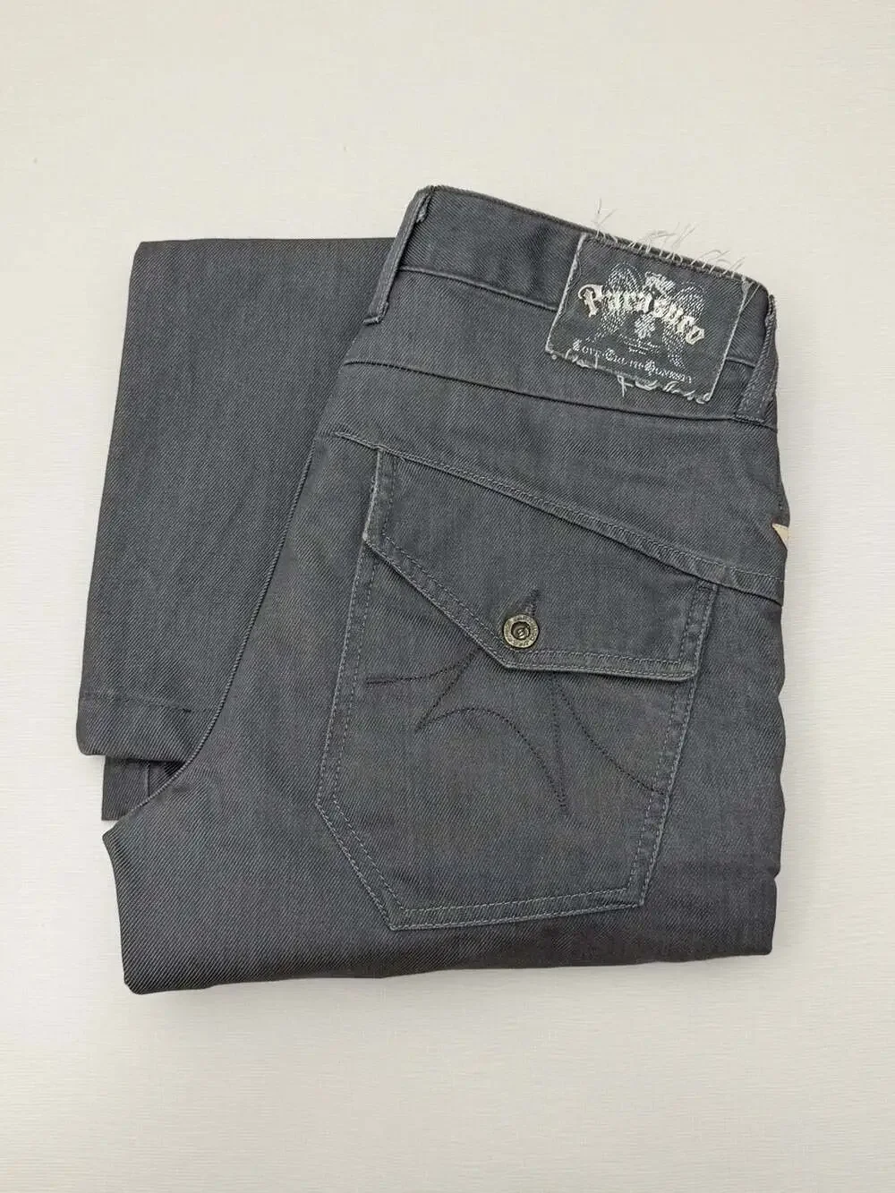 Parasuco Mens Gray Herringbone Twill Utility Cargo Flap Pockets #9BRASCO 32